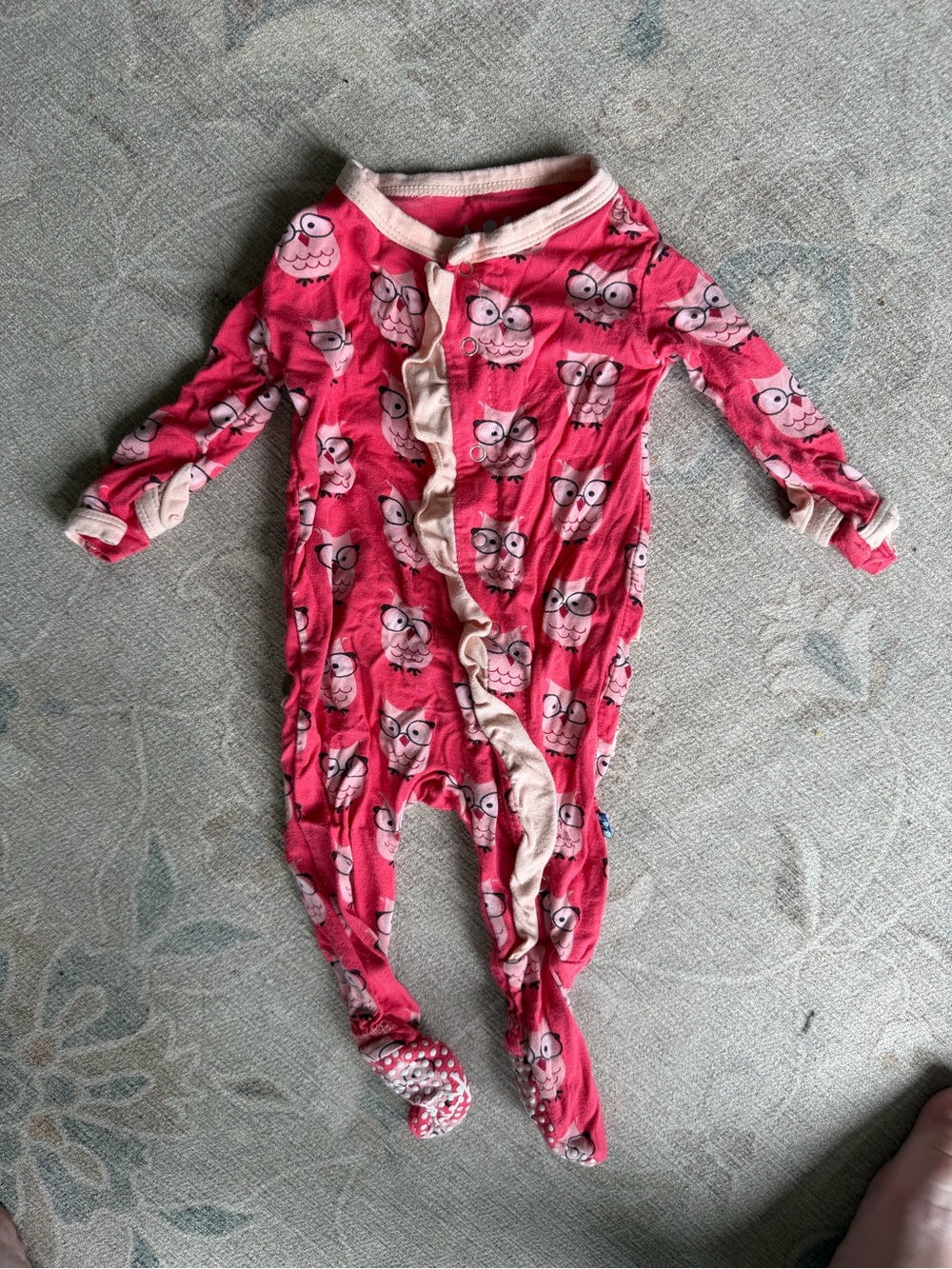 Kickee Pants Pink Owl Footed One-Piece